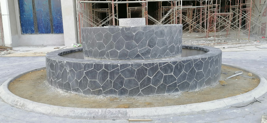 BLOCK A-GROUND FLOOR - WATER FEATURE TILING COMPLETED